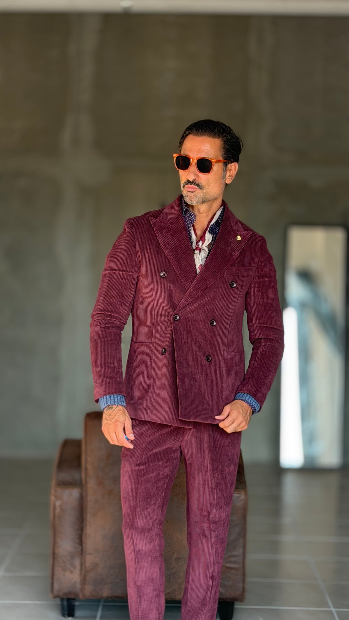 GIACCA DOPPIOPETTO VELLUTO ROCCIA PRUGNA  001 (ABBINABILE  AL PANTALONE VELLUTO PRUGNA OO1)
