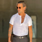 T SHIRT SERAFINO BIANCO  MISTO LINO