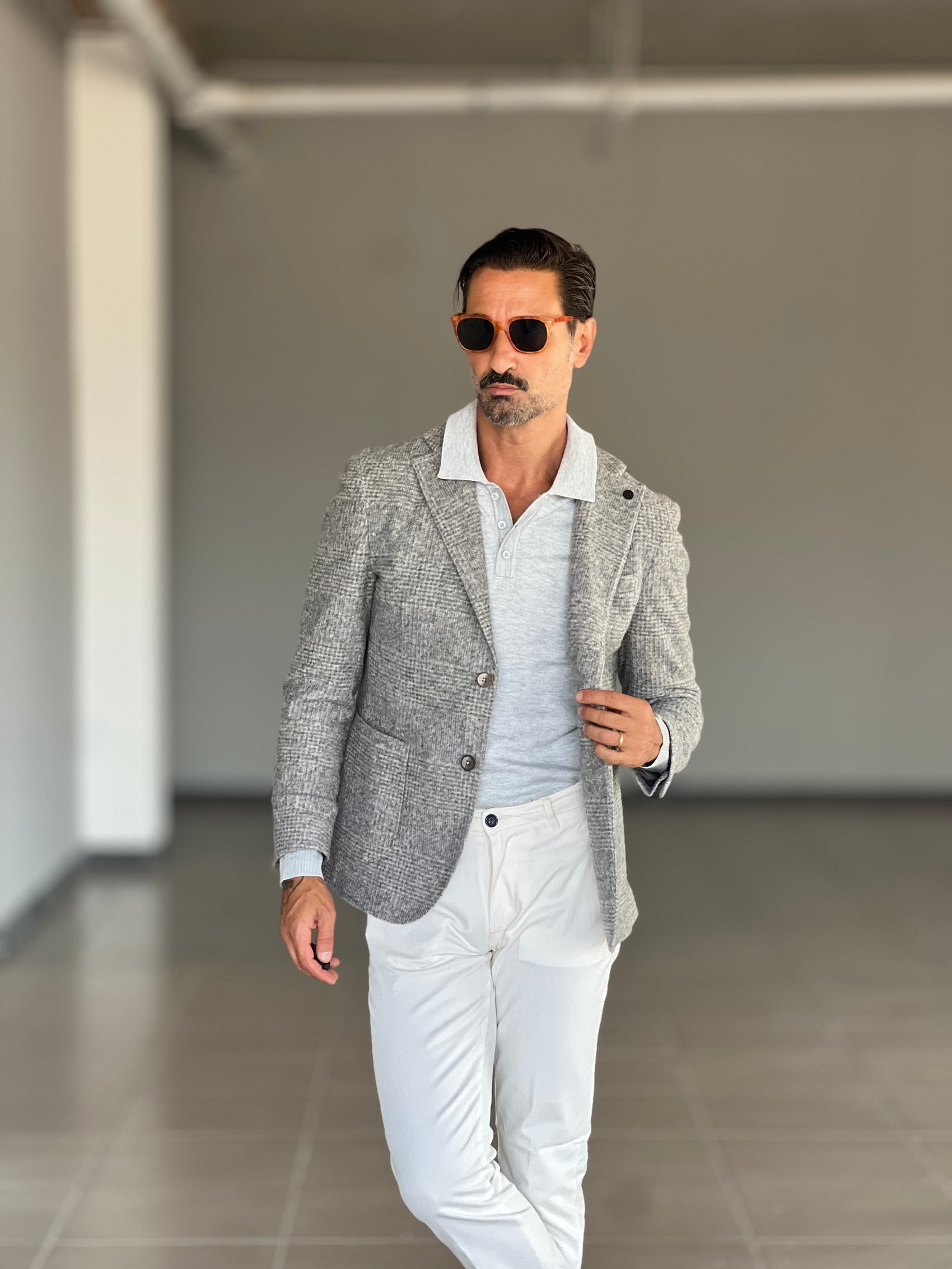 GIACCA TARTAN GRANDE GRIGIA  LANA E MISTI XAGON