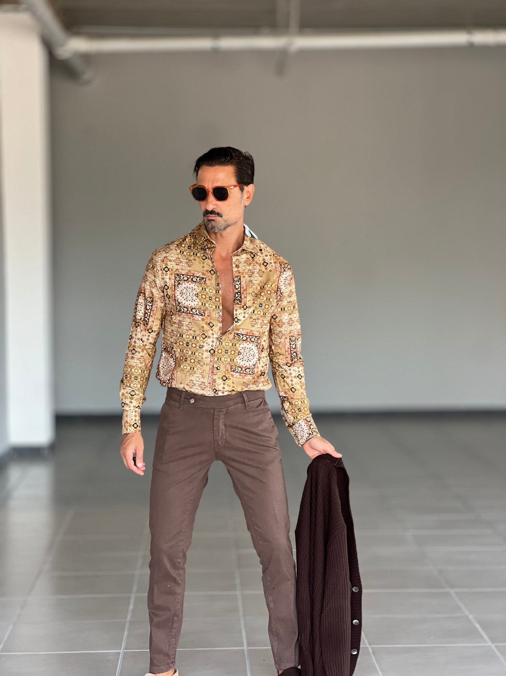 *CAMICIA KOON STAMPA FONDO CAMMELLO