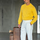 WHITE VISCOSE TROUSERS WITH REGULAR BOTTOM