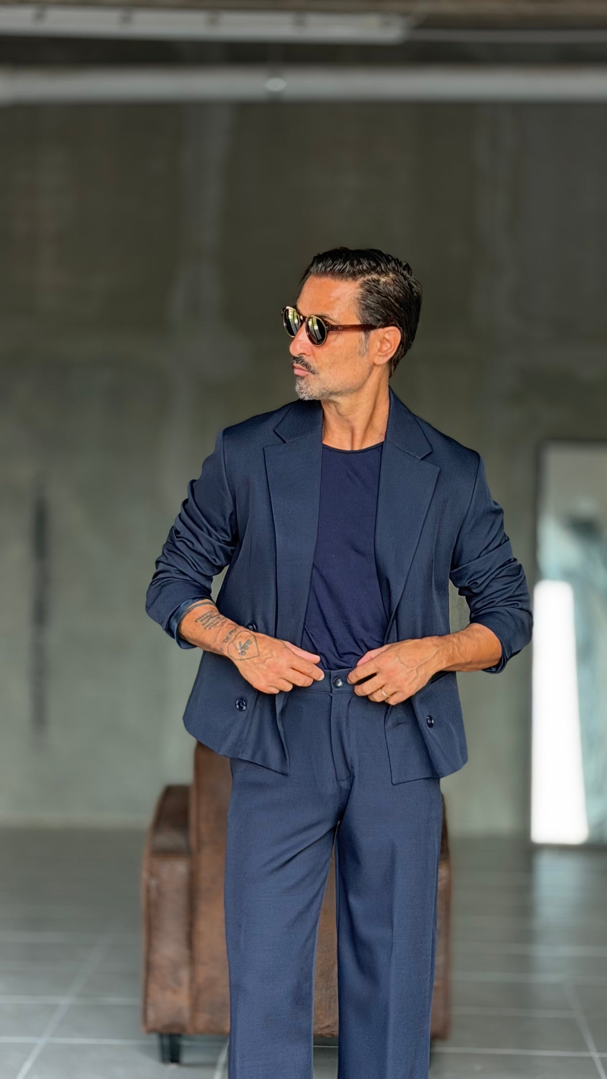 GIACCA DOPPIOPETTO BLU  CROP ALTATENSIONE 0100 (ABBINABILE AL PANTALONE BLU 0100)