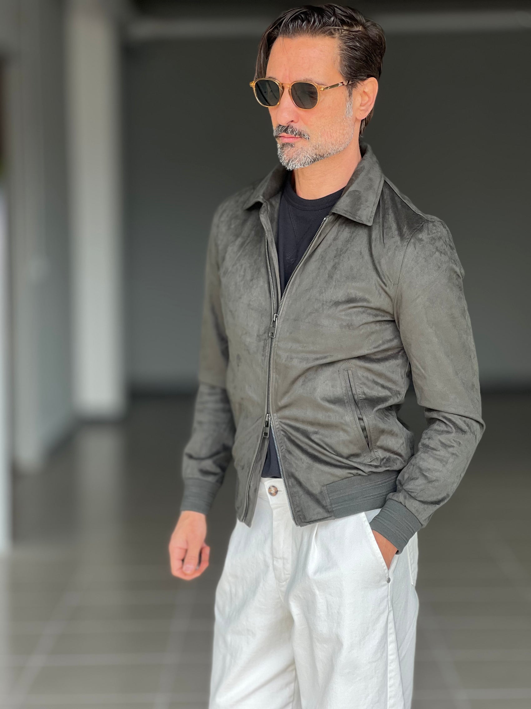 ECO-LEATHER BIKER WITH BLACK ON BLACK STUD