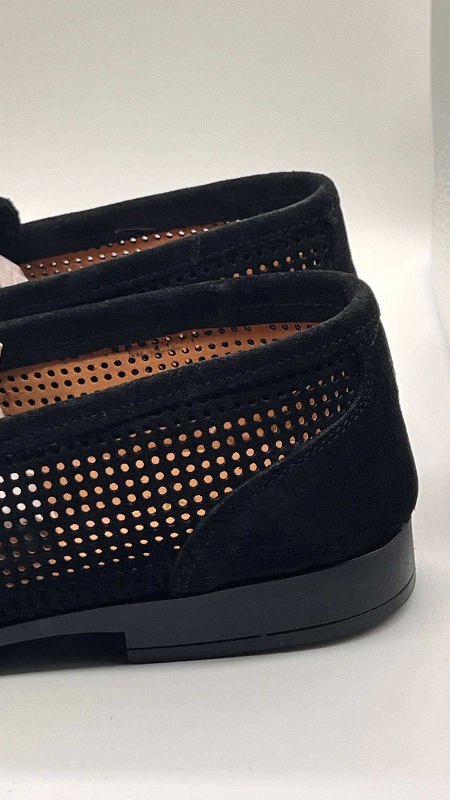 DOUBLE BUCKLE BLACK SUEDE LOAFERS