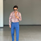 PANTALONE BLU ELETTRICO  VITA ALTA PINCES VISCOSA