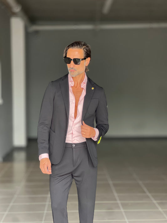 *ABITO  NERO MONOPETTO OPERATO PANTALONE MEZZAMOLLA