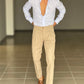 PANTALONE  PINCES  CAMMELLO  GABARDINE DI COTONE G PLAY