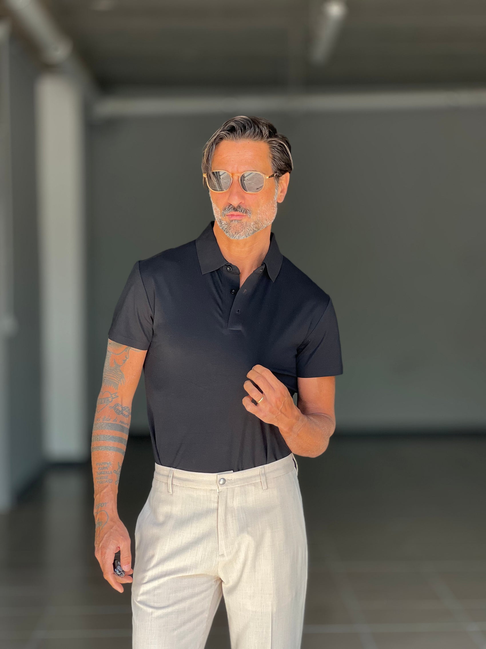 BLUE THREAD COTTON CREW NECK SWEATER