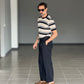 WHITE VISCOSE TROUSERS WITH REGULAR BOTTOM