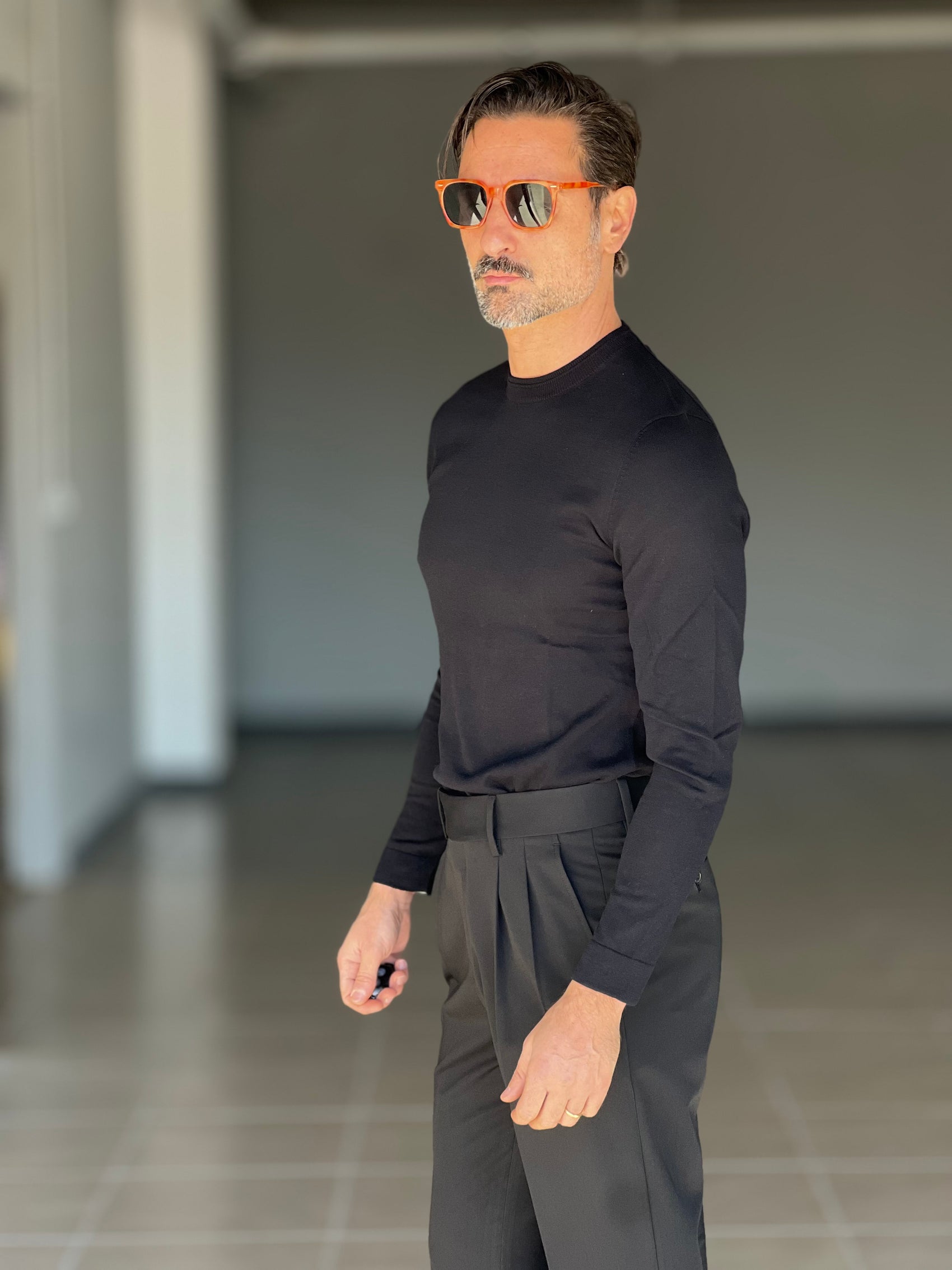 MAGLIA  NERO 2 FILI COTONE 004