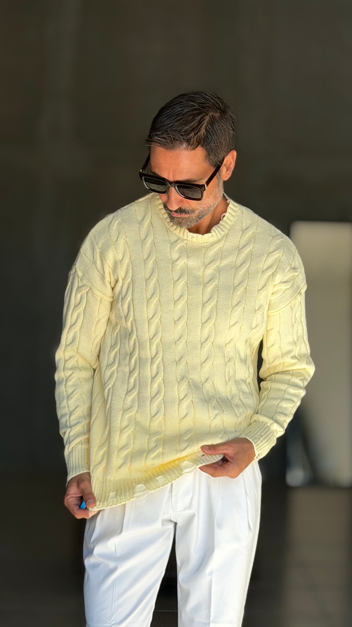 PULLOVER GIALLO  TRECCIA ROTTURE RUGULAR
