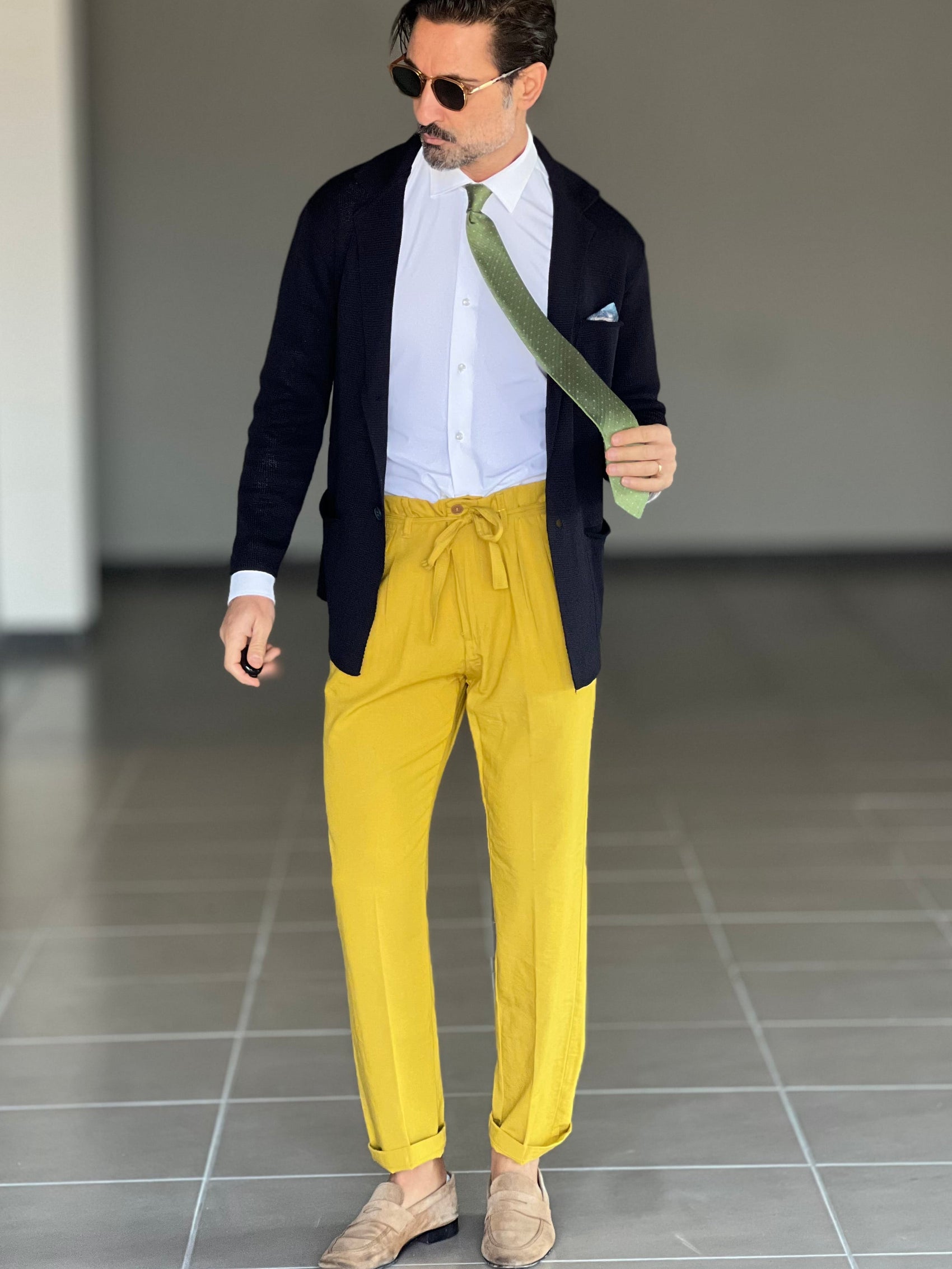 PANTALONE  PINCES LIMONE  CREP DI  VISCOSA G PLAY INSERTO CINTURA 0025