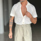 WHITE VISCOSE TROUSERS WITH REGULAR BOTTOM