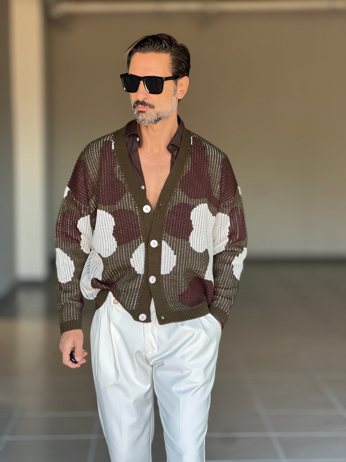 BEIGE COTTON OPEN CARDIGAN