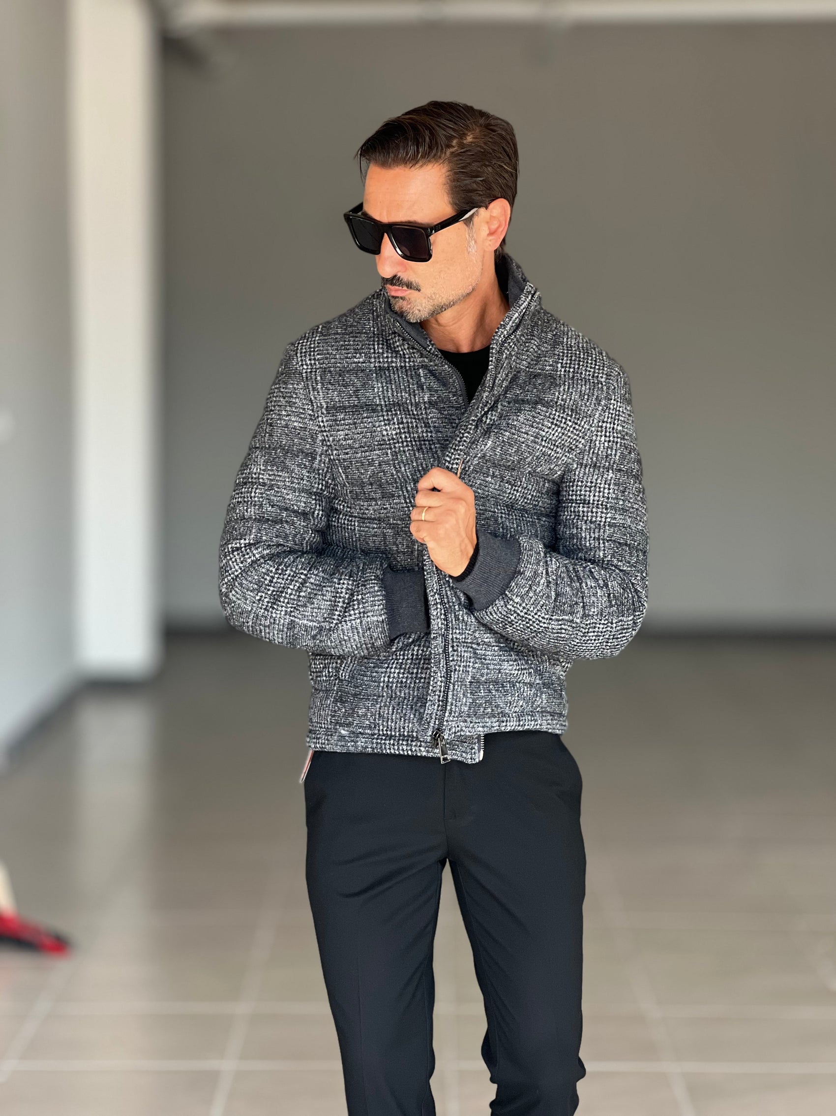 PIUMINO TARTAN GRIGIO SCURO  LANA E MISTI PANNO XAGON