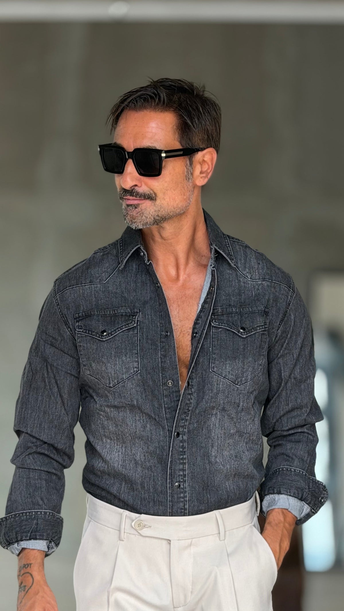 CAMICIA  DENIM GRIGIA TEXANA