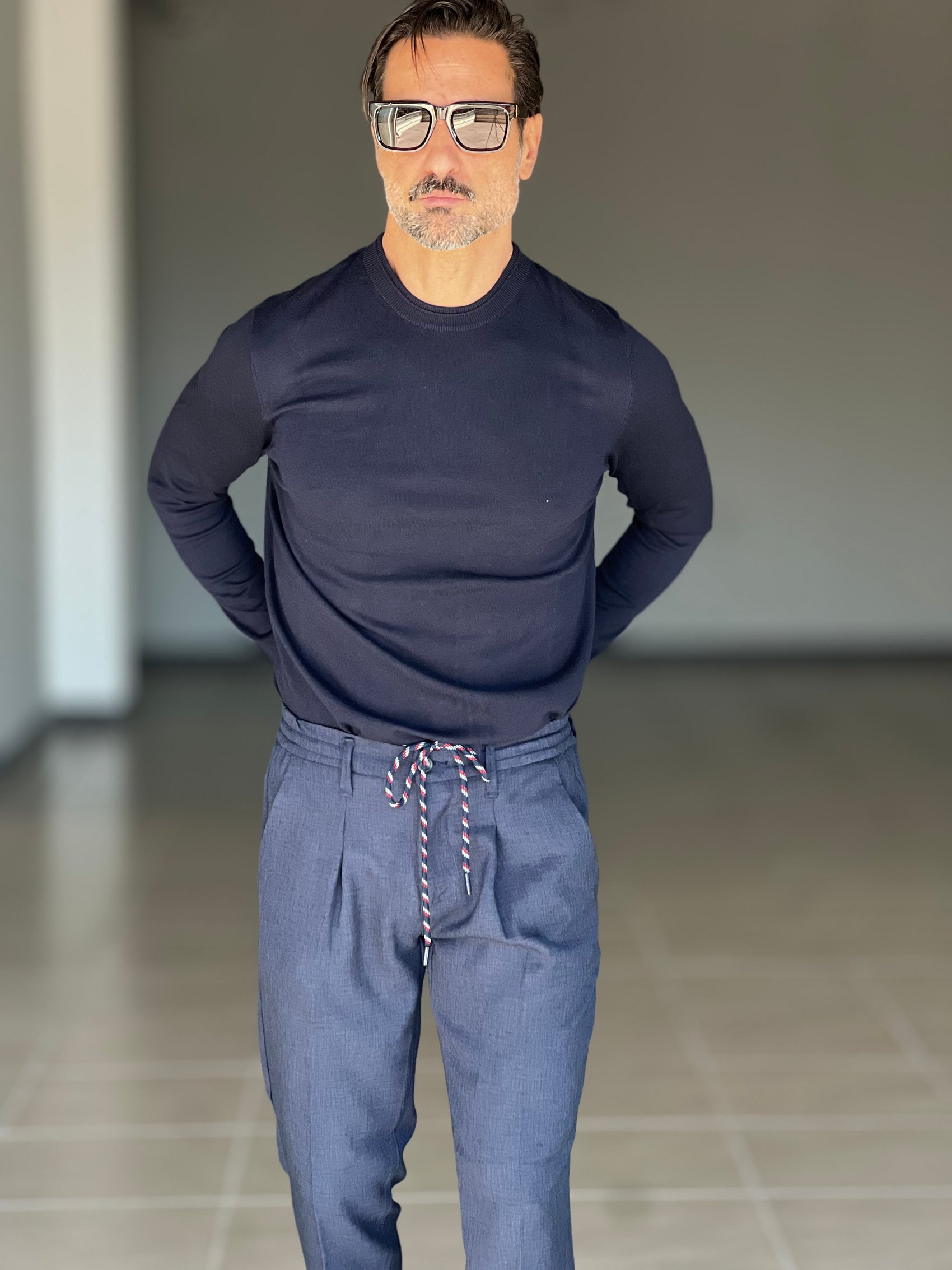 MAGLIA  BLU 2 FILI COTONE