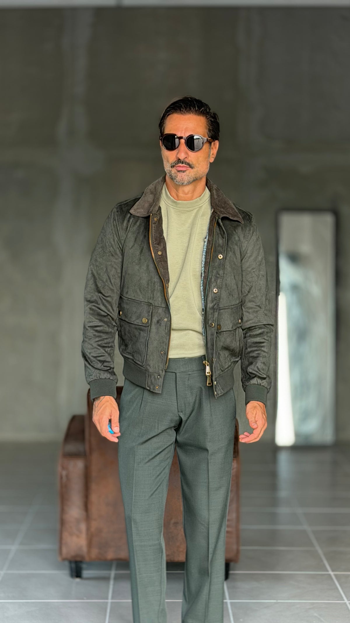 GIUBBINO VERDE ECO SCAMOSCIATO  MULTITASCA CROP