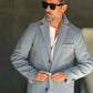 BLUE HIGH NECK COAT