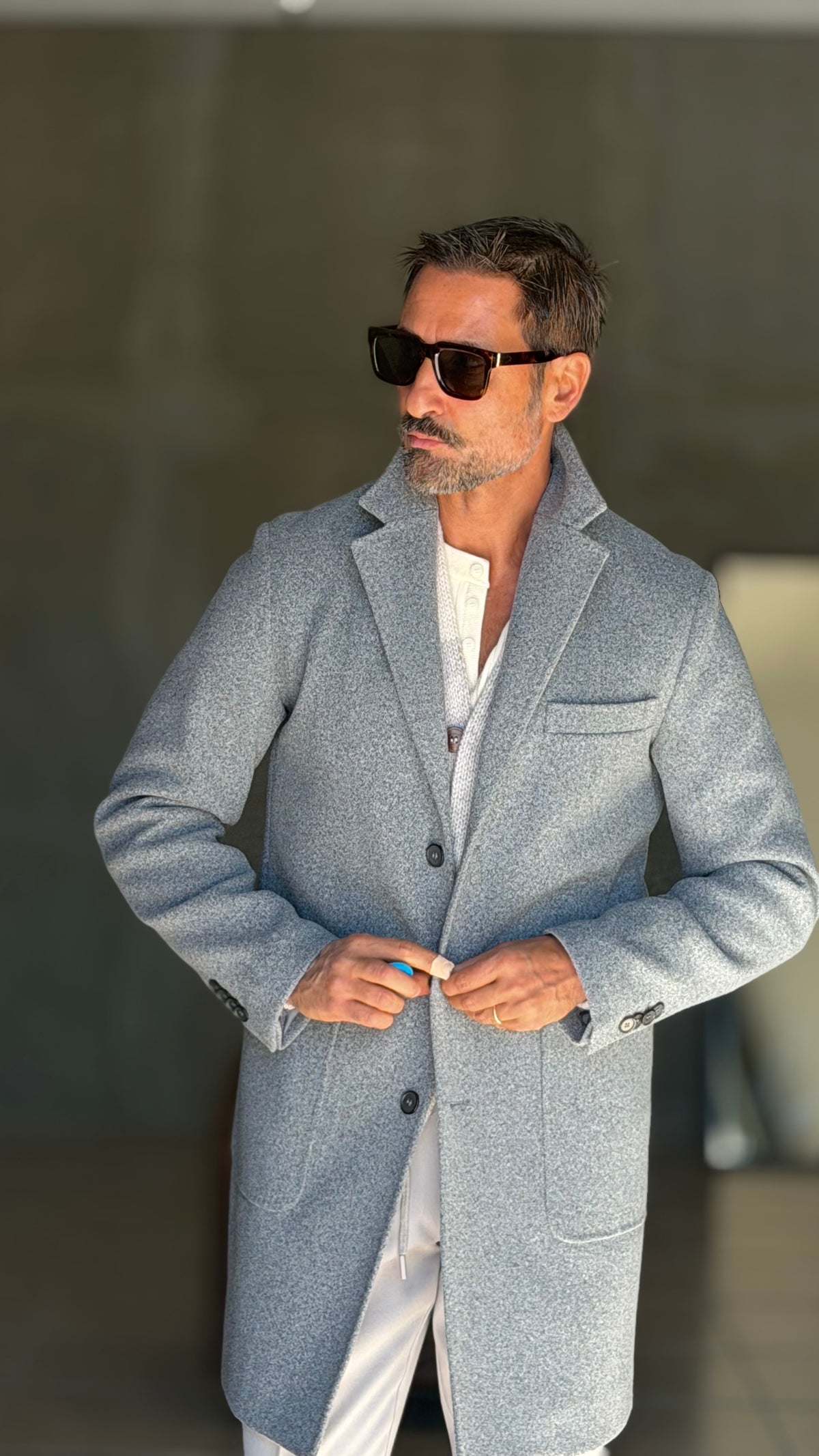 CAPPOTTO GRIGIO EFFETTO PANNO  MONOPETTO