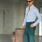WHITE VISCOSE TROUSERS WITH REGULAR BOTTOM
