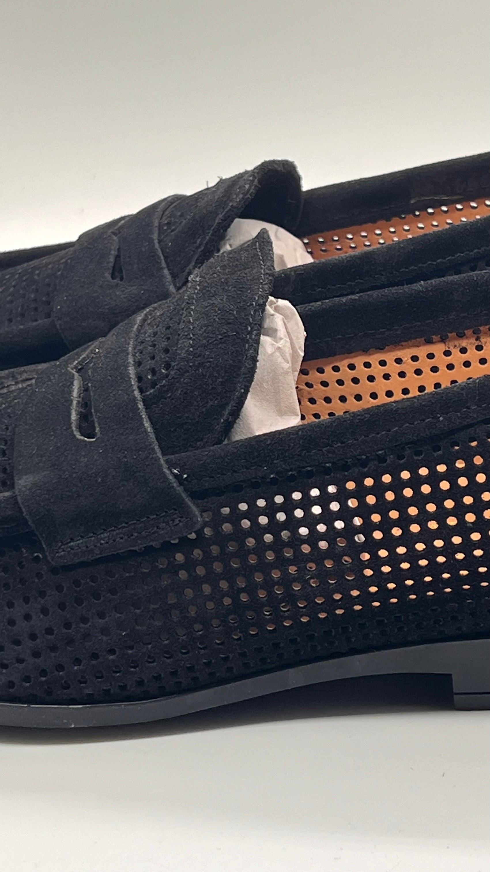 DOUBLE BUCKLE BLACK SUEDE LOAFERS