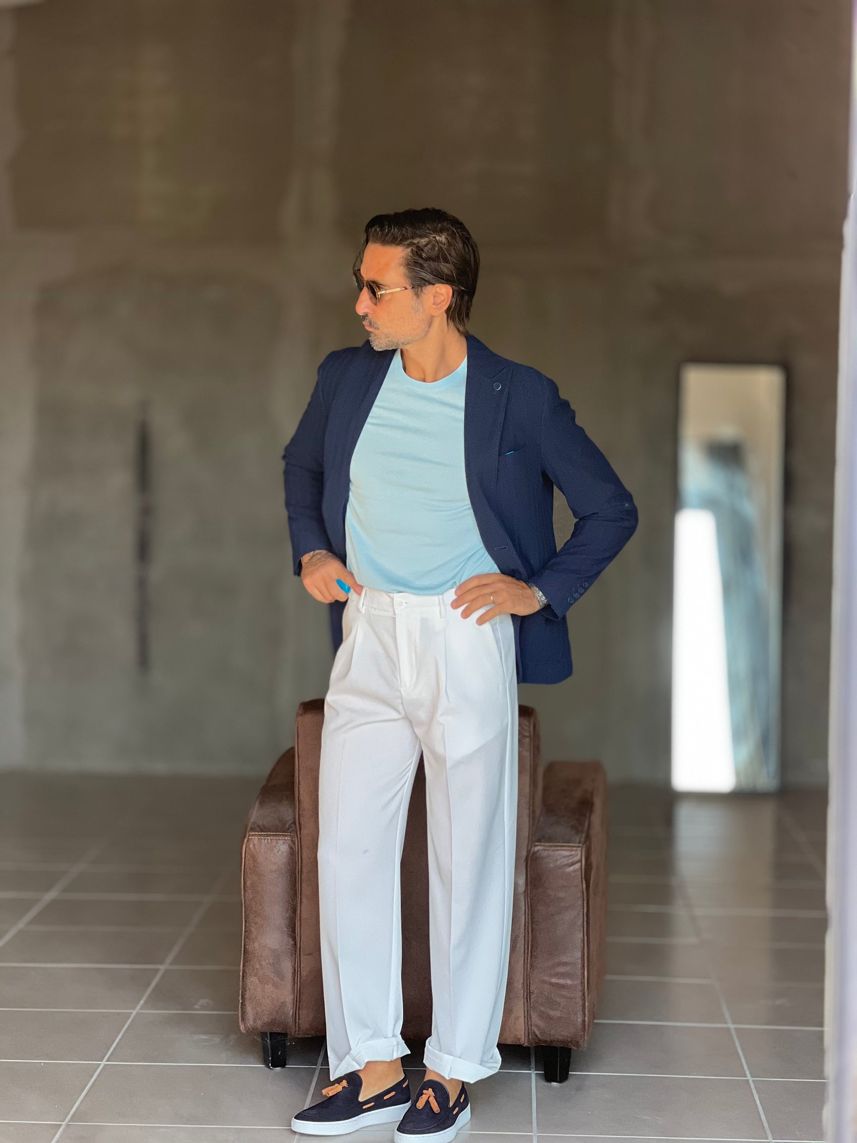 PANTALONE   BIANCO OVER FIT 0483 (ABBINABILE ALLA GIACCA  BIANCA 0483)