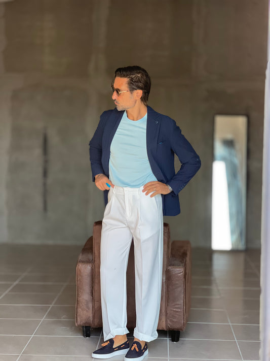 PANTALONE   BIANCO OVER FIT 0483 (ABBINABILE ALLA GIACCA  BIANCA 0483)