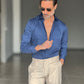 CAMICIA BLU  EFFETTO MAGLINA TELAMIRA