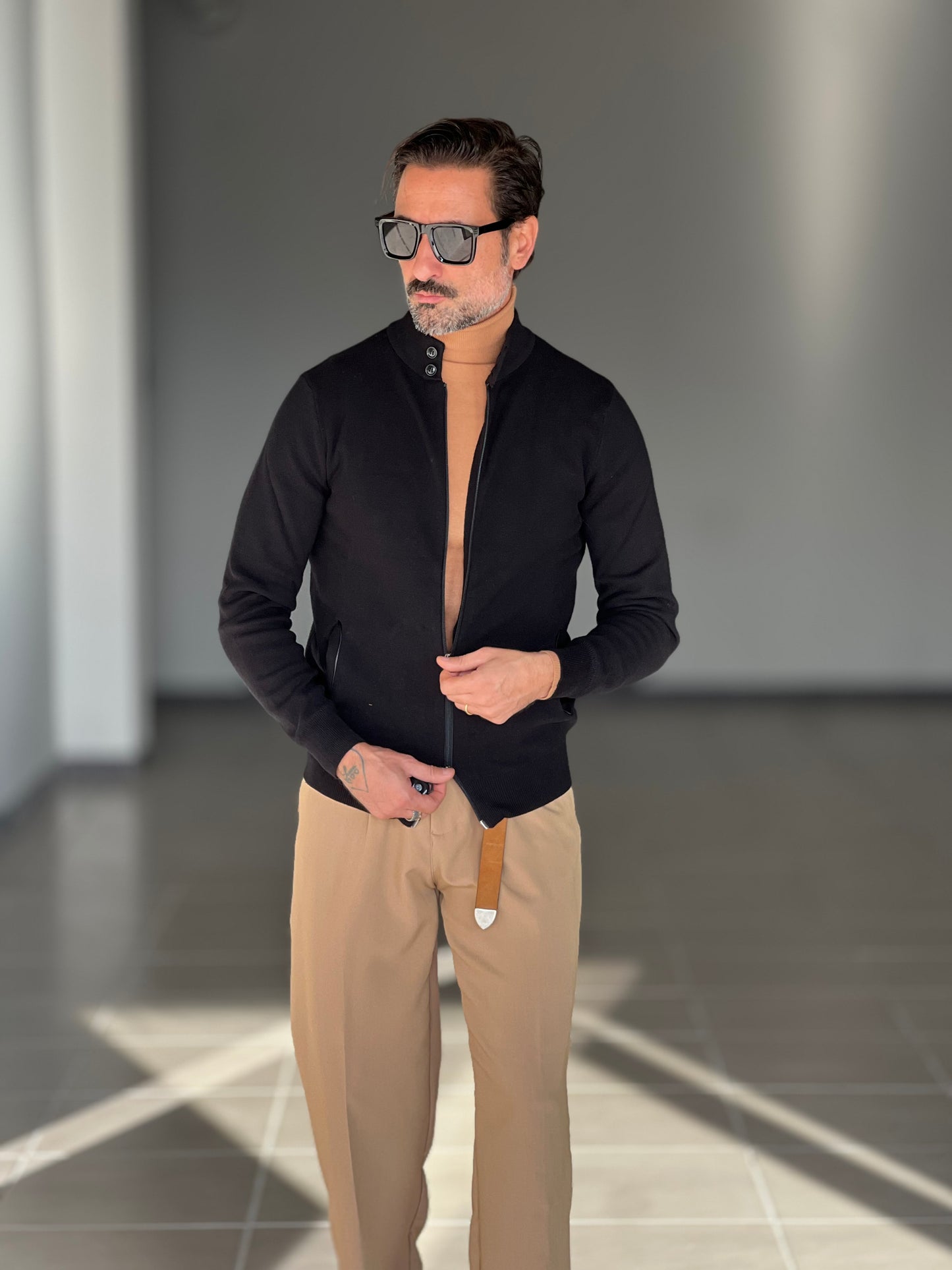 BEIGE COTTON OPEN CARDIGAN