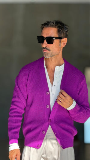 CARDIGAN VIOLA MAGLIA INGLESE