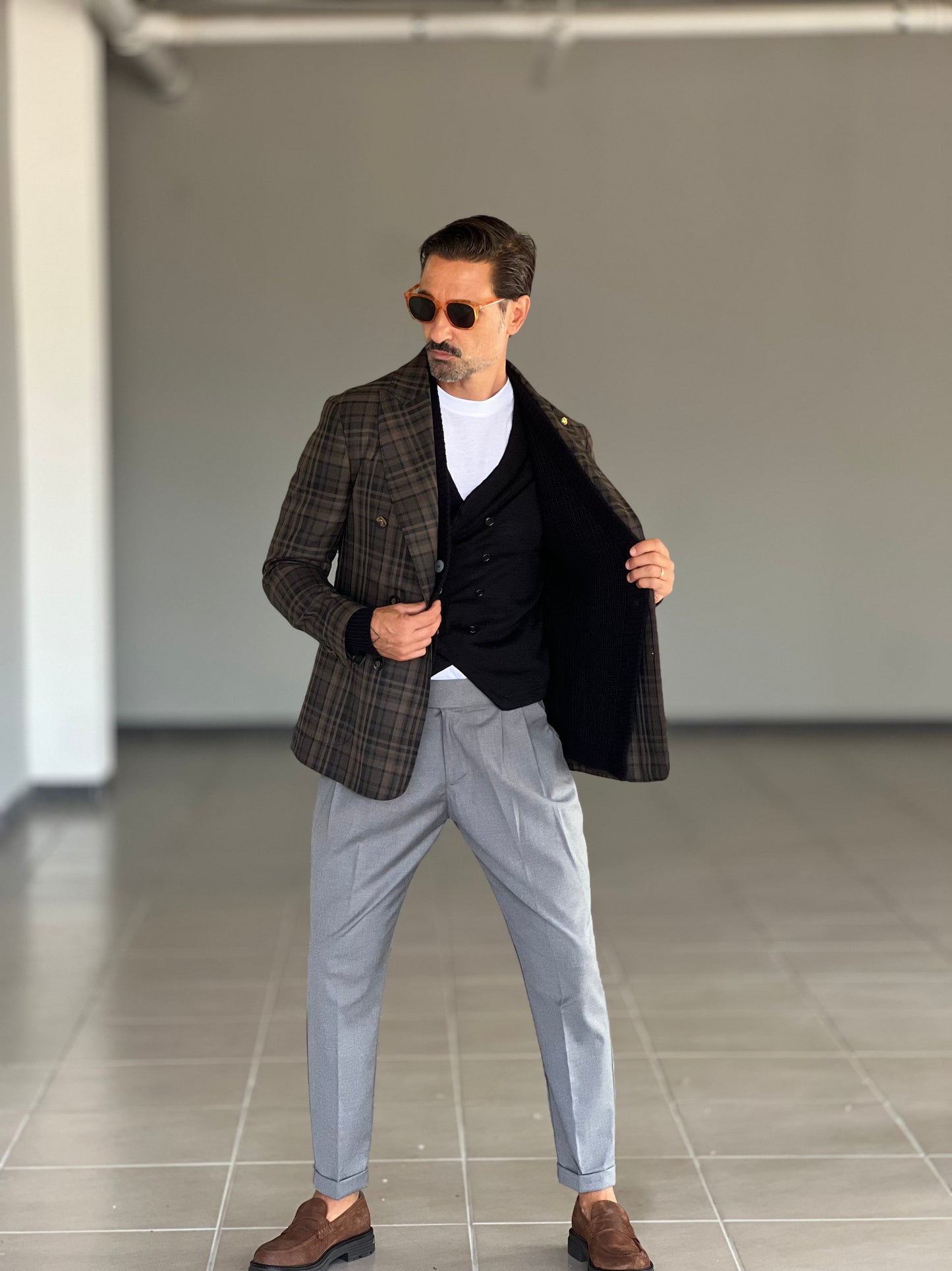GIACCA DOPPIPPETTO MORO E NERO TARTAN