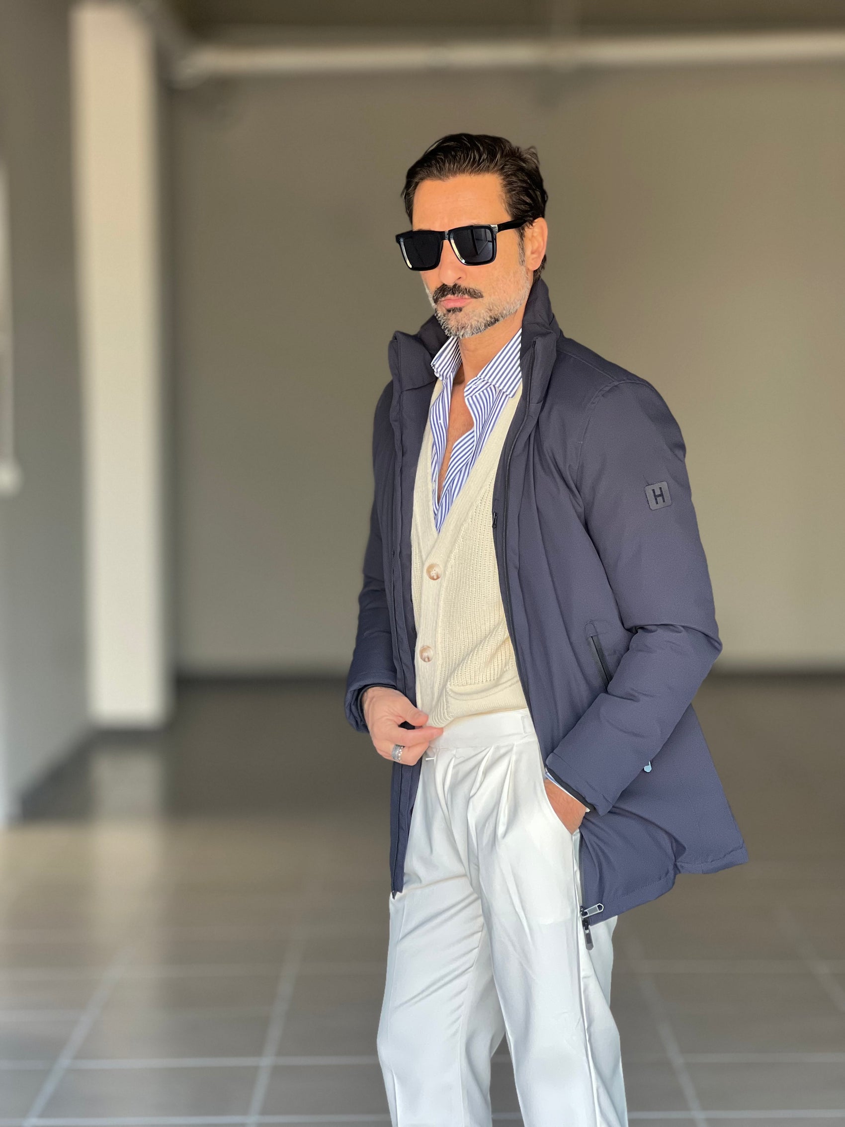 PARKA HAPPER  BLU TESSUTO TECNICO ZIP TERMOSALDATE