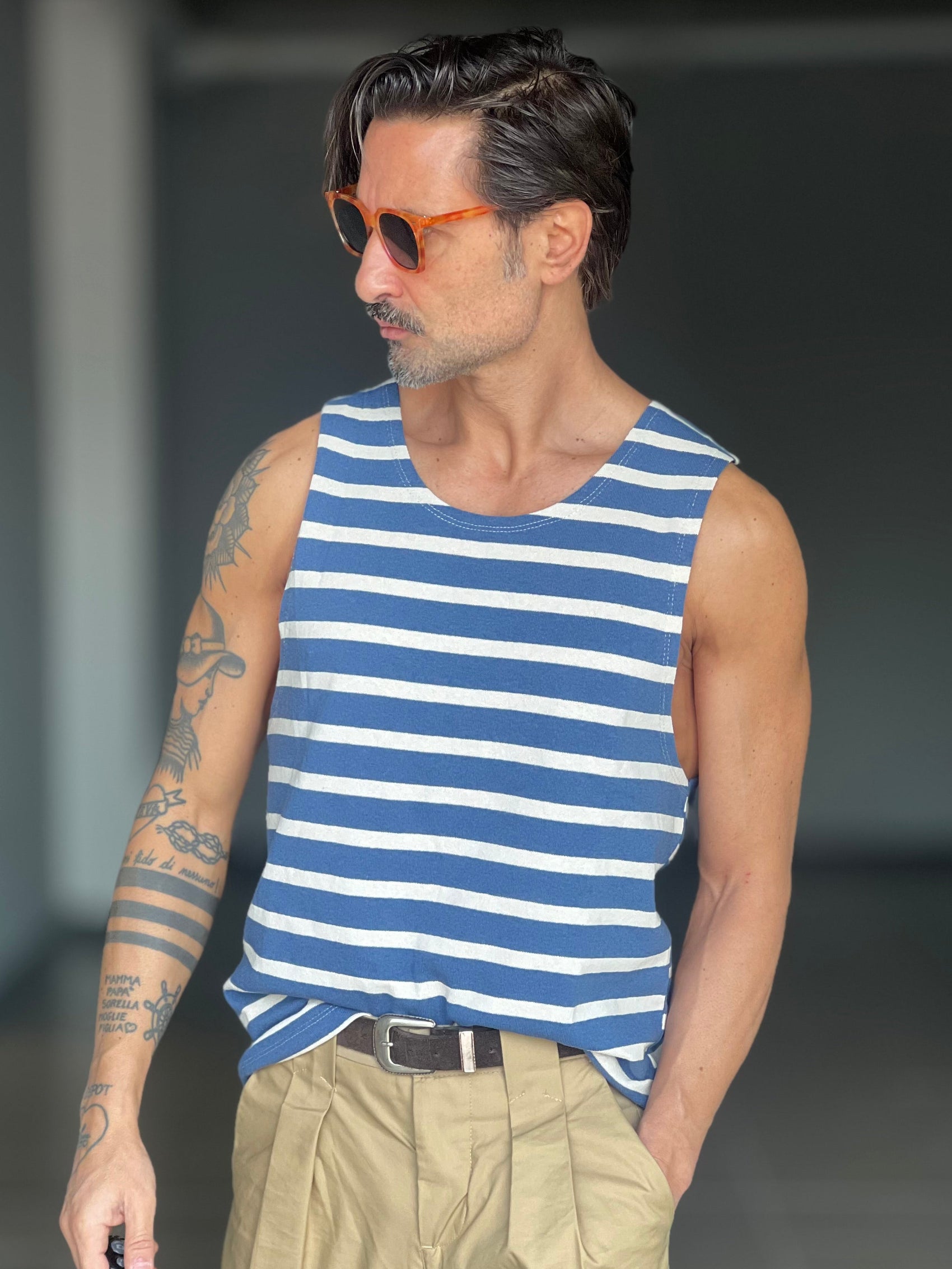 CANOTTA BLU RIGA PANNA  COTONE