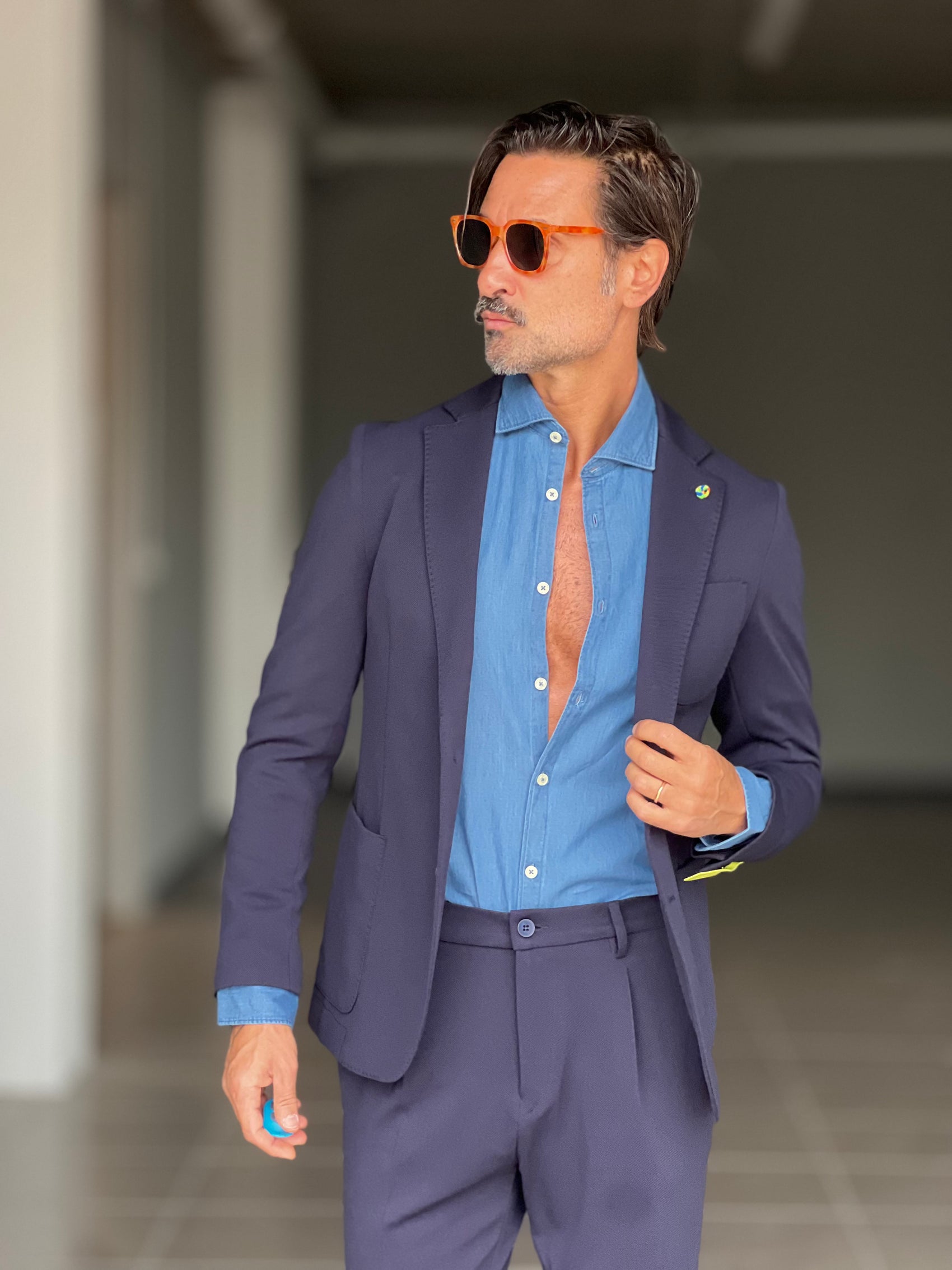 *ABITO  BLU MONOPETTO OPERATO PANTALONE MEZZAMOLLA 00200