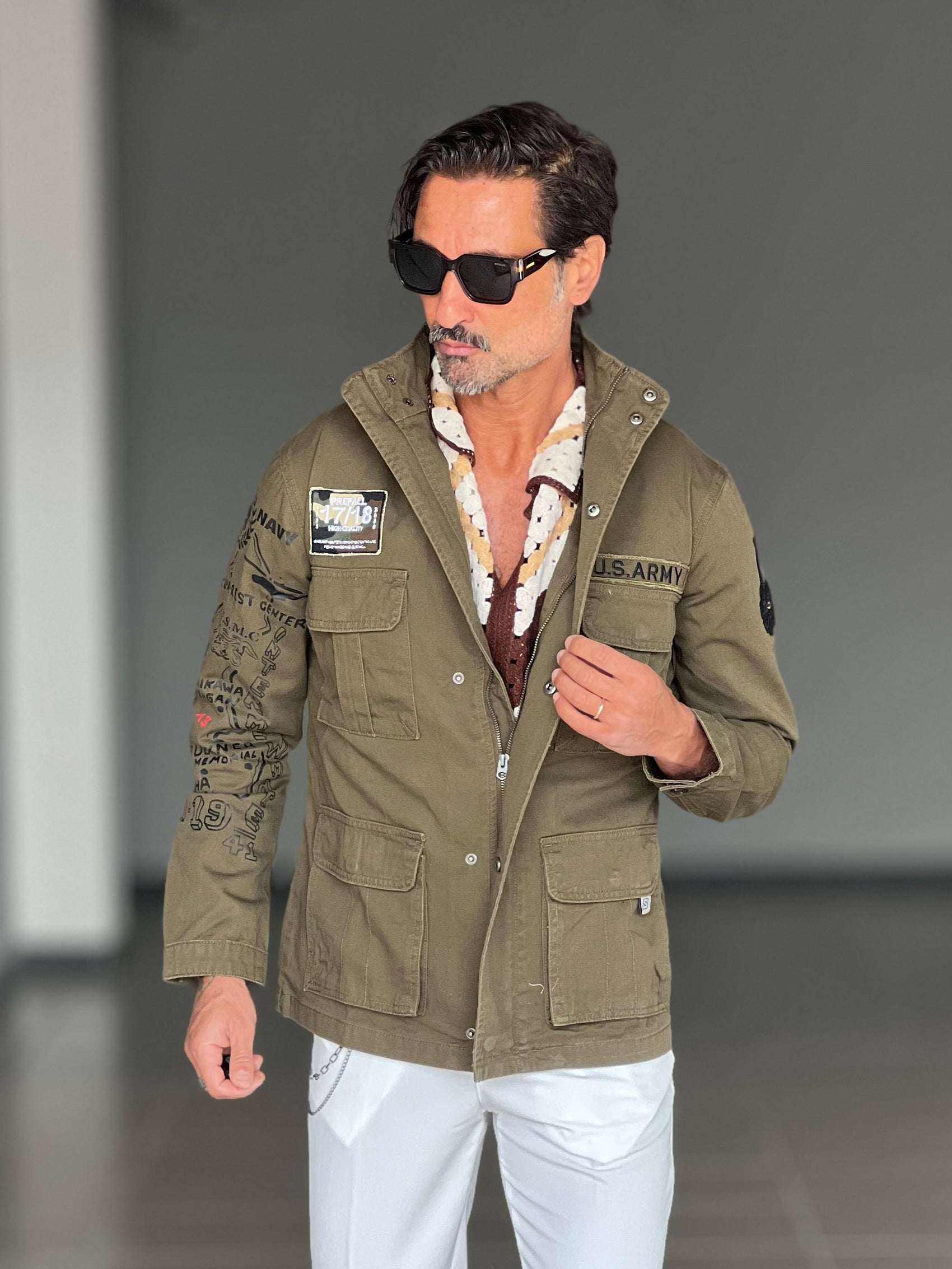 FILLJACKET VERDE COTONE PATCH APPLICATE