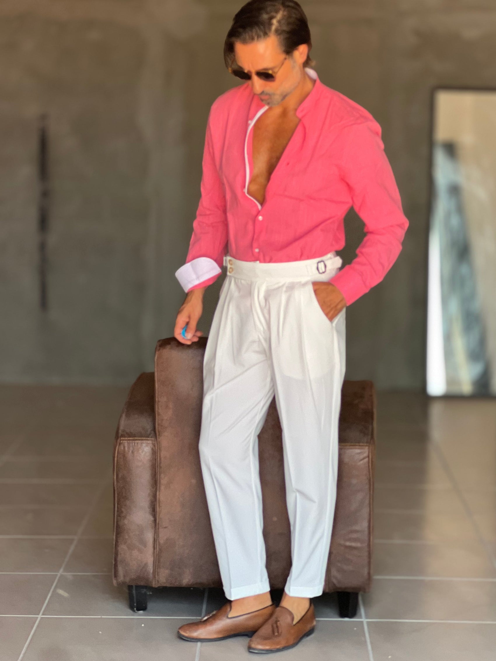 PANTALONE PANNA   VITA ALTA PINCES VISCOSA ( CODICE 31 )