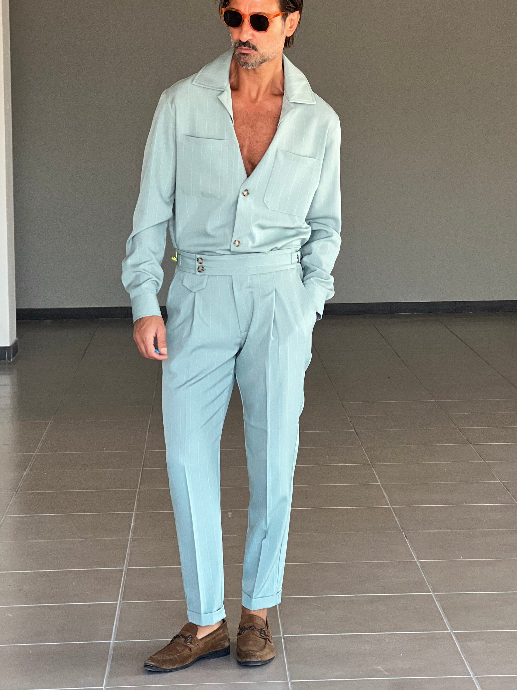 WHITE VISCOSE TROUSERS WITH REGULAR BOTTOM