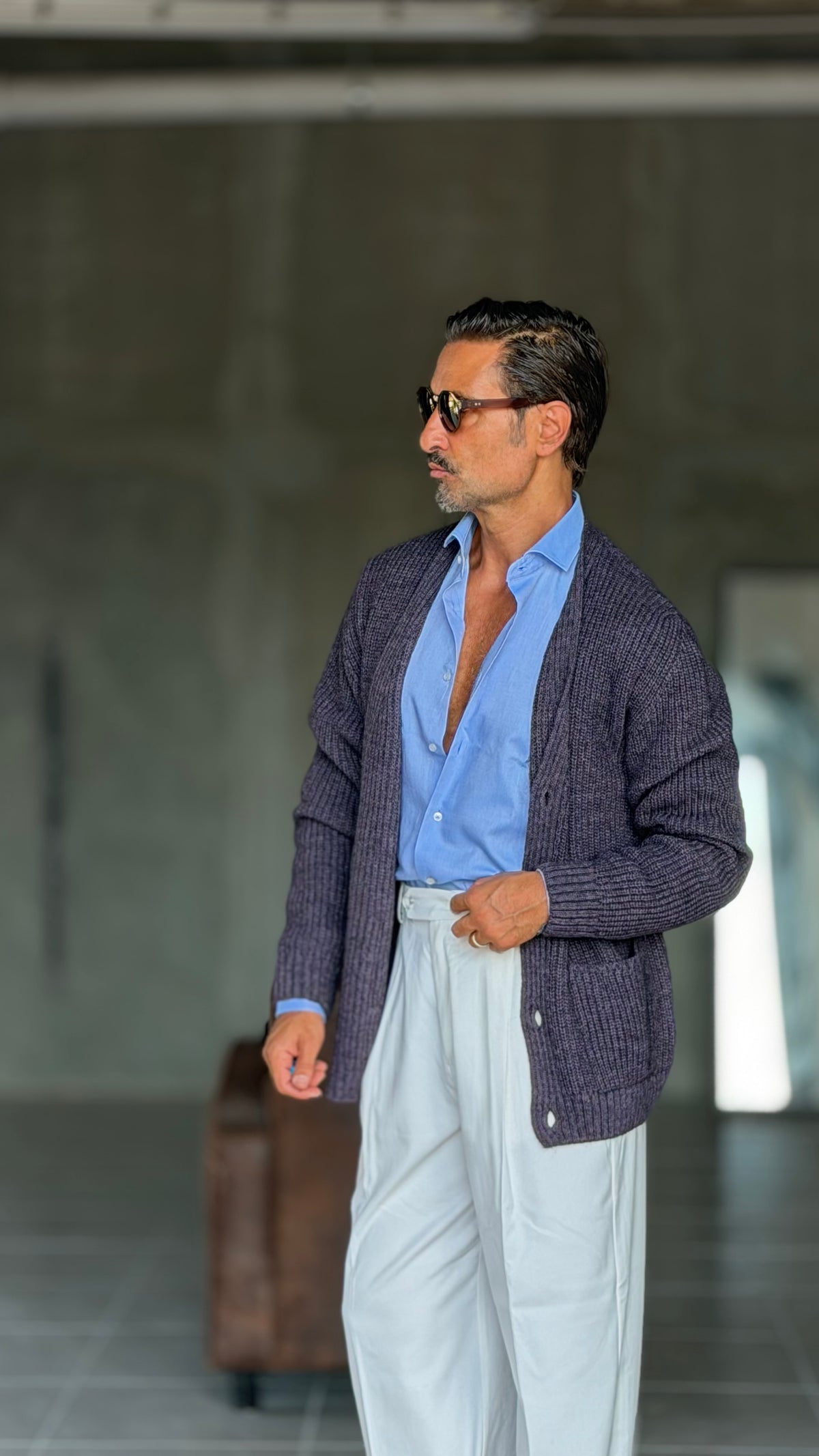 CARDIGAN GLICINE LANA ALPACA VISCOSA MAGLIA INGLESE ALTATENSIONE
