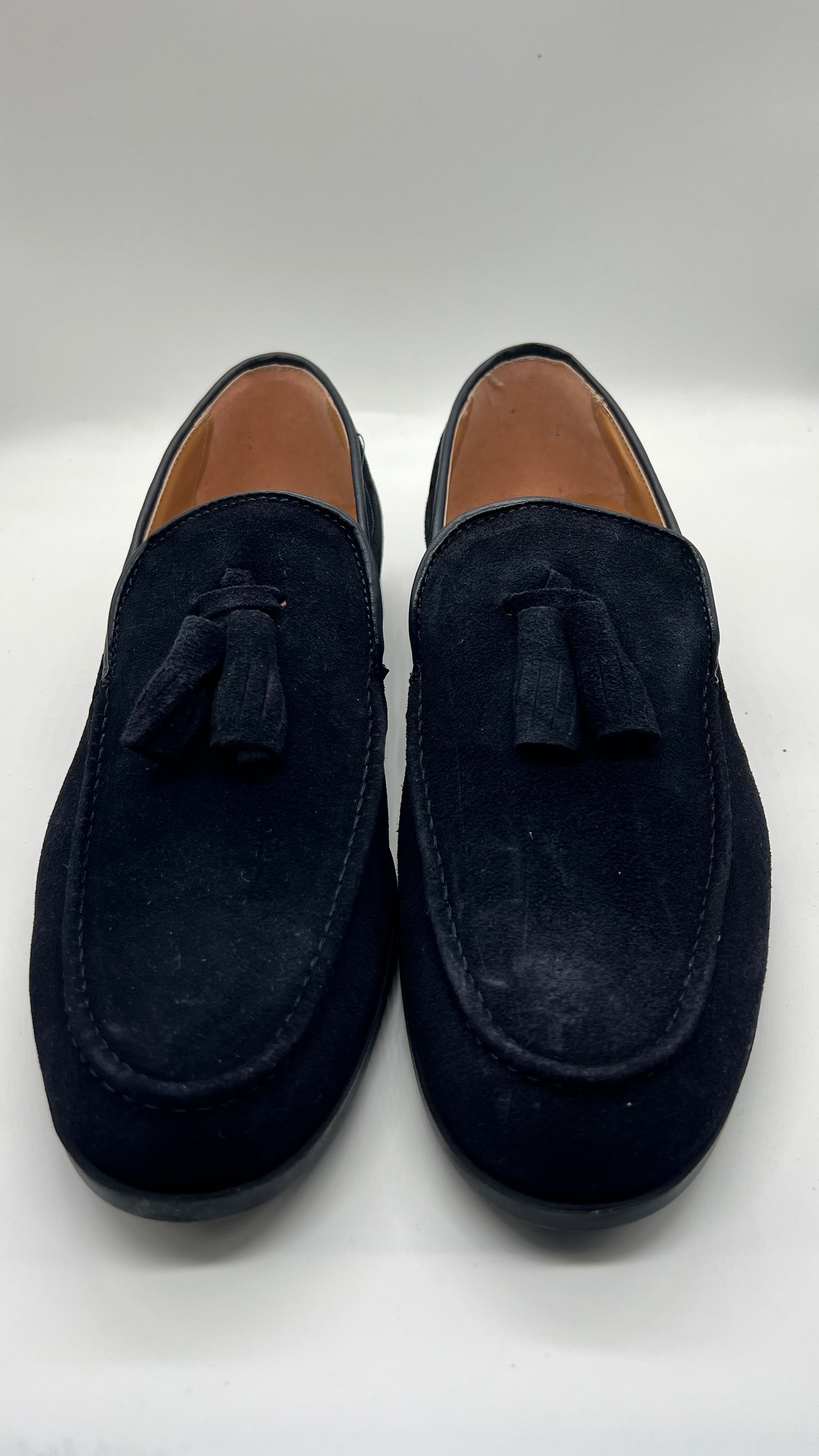 DOUBLE BUCKLE BLACK SUEDE LOAFERS
