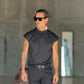 T SHIRT SMANICATA NERO OVER FIT