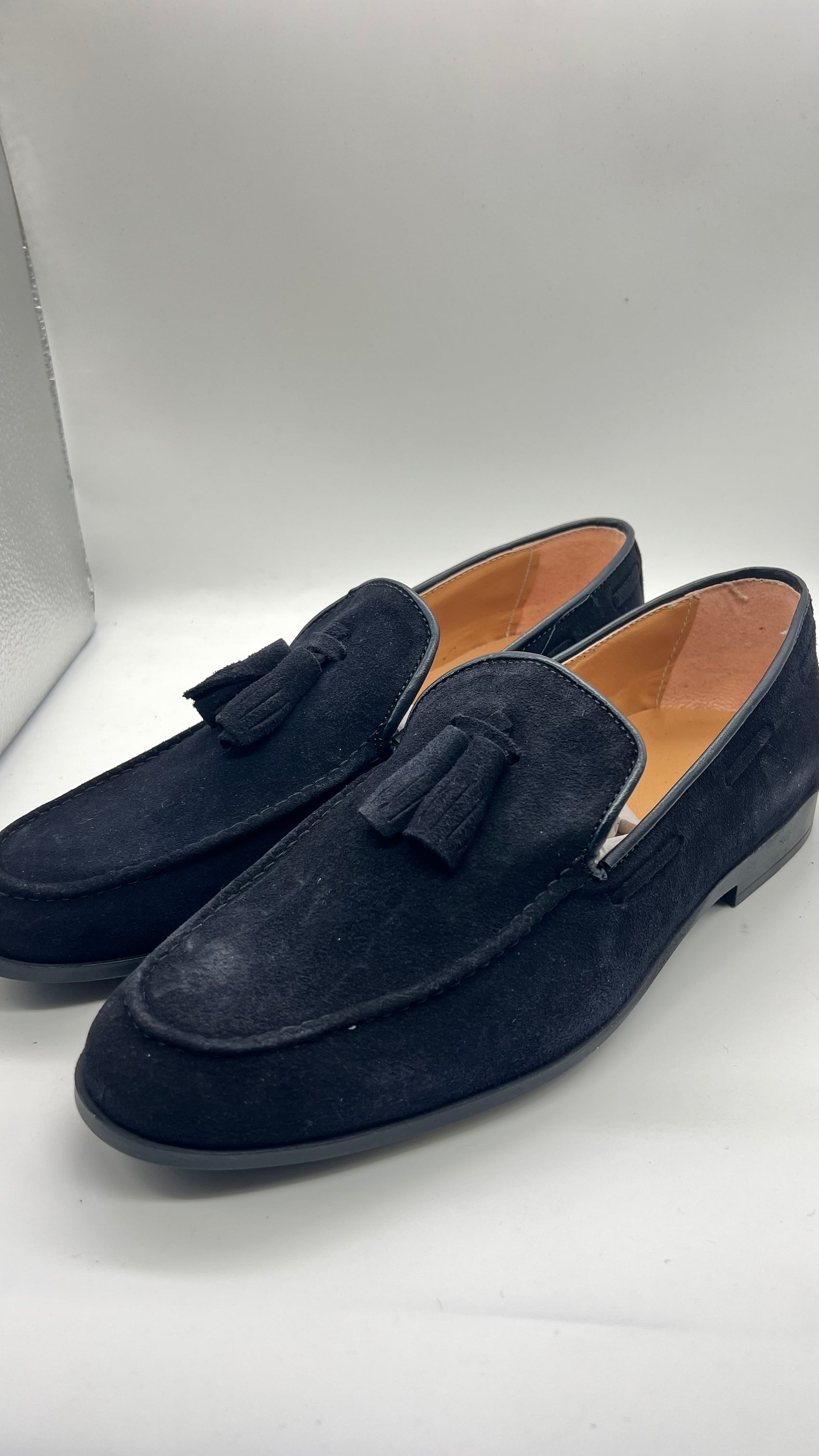 DOUBLE BUCKLE BLACK SUEDE LOAFERS