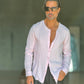 CAMICIA COREANA ROSA GOFFRATA COTONE  EFFETTO LINO 278