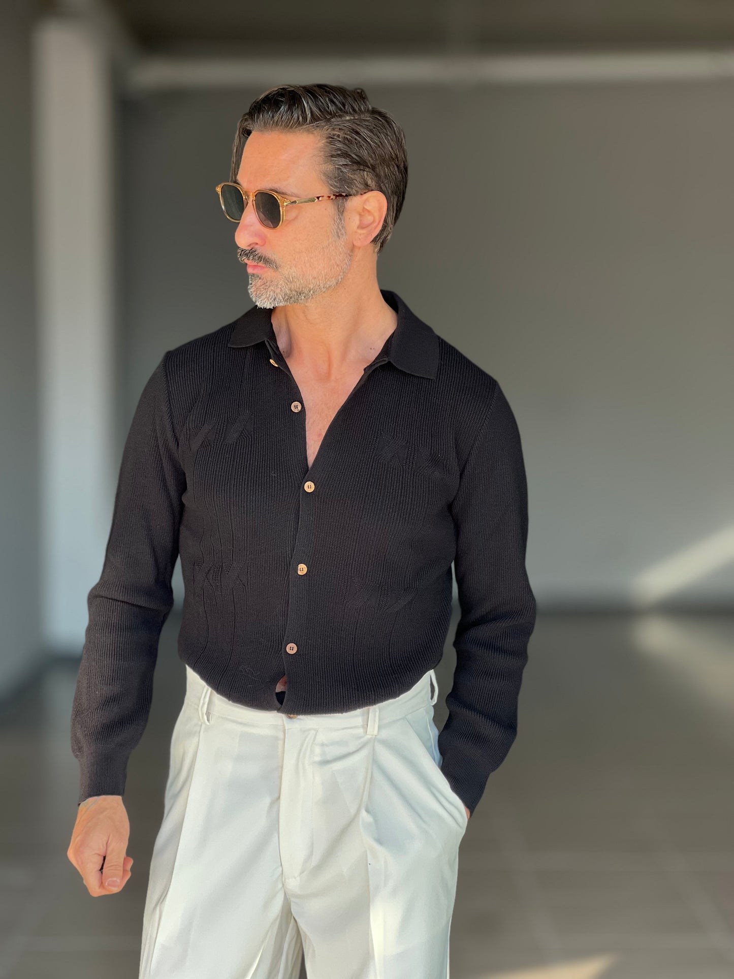 POLO CAMICIA NERA OPERATA