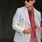 GIACCA DOPPIOPETTO BEIGE GESSATA BORDEAUX COTONE
