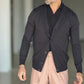 CARDIGAN RASATO  NERO COTONE