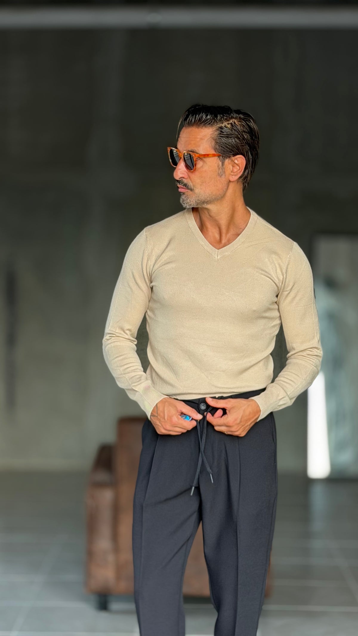 PULLOVER  SABBIA SCOLLO V VISCOSA E MISTI