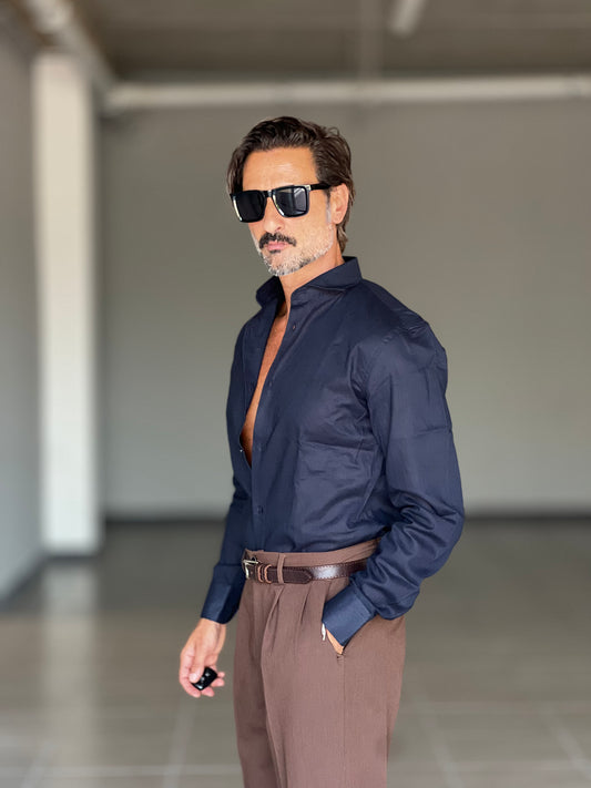 CAMICIA  BLU 100%LINO