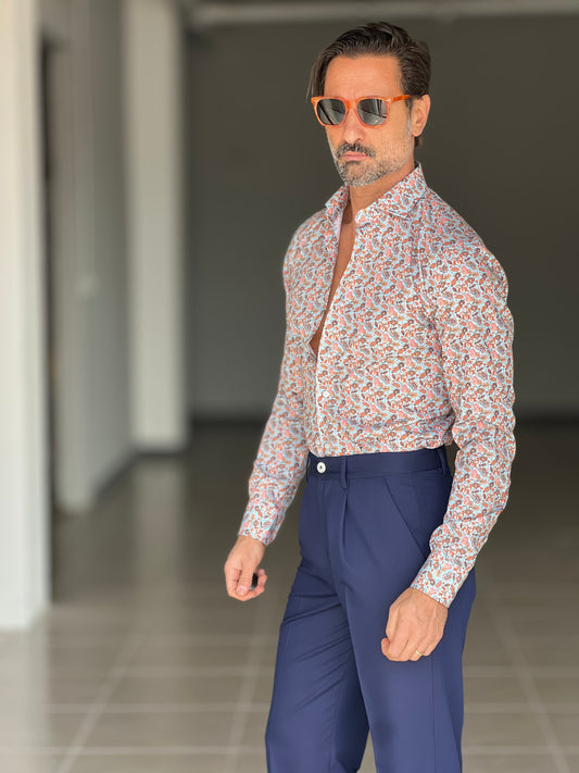 CAMICIA DEPOT EFFETTO FLOREALE. COTONE DOPPIO RITORTO