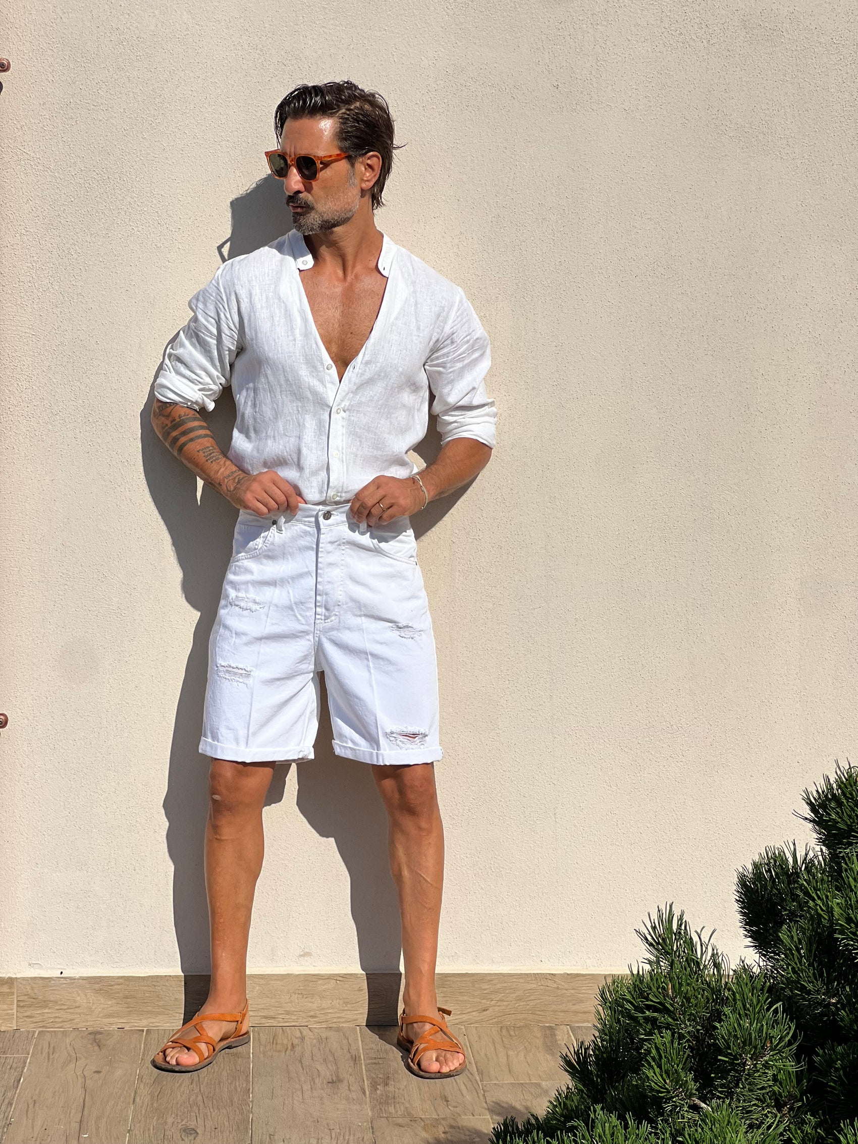 BERMUDA DENIM BIANCO ROTTURE